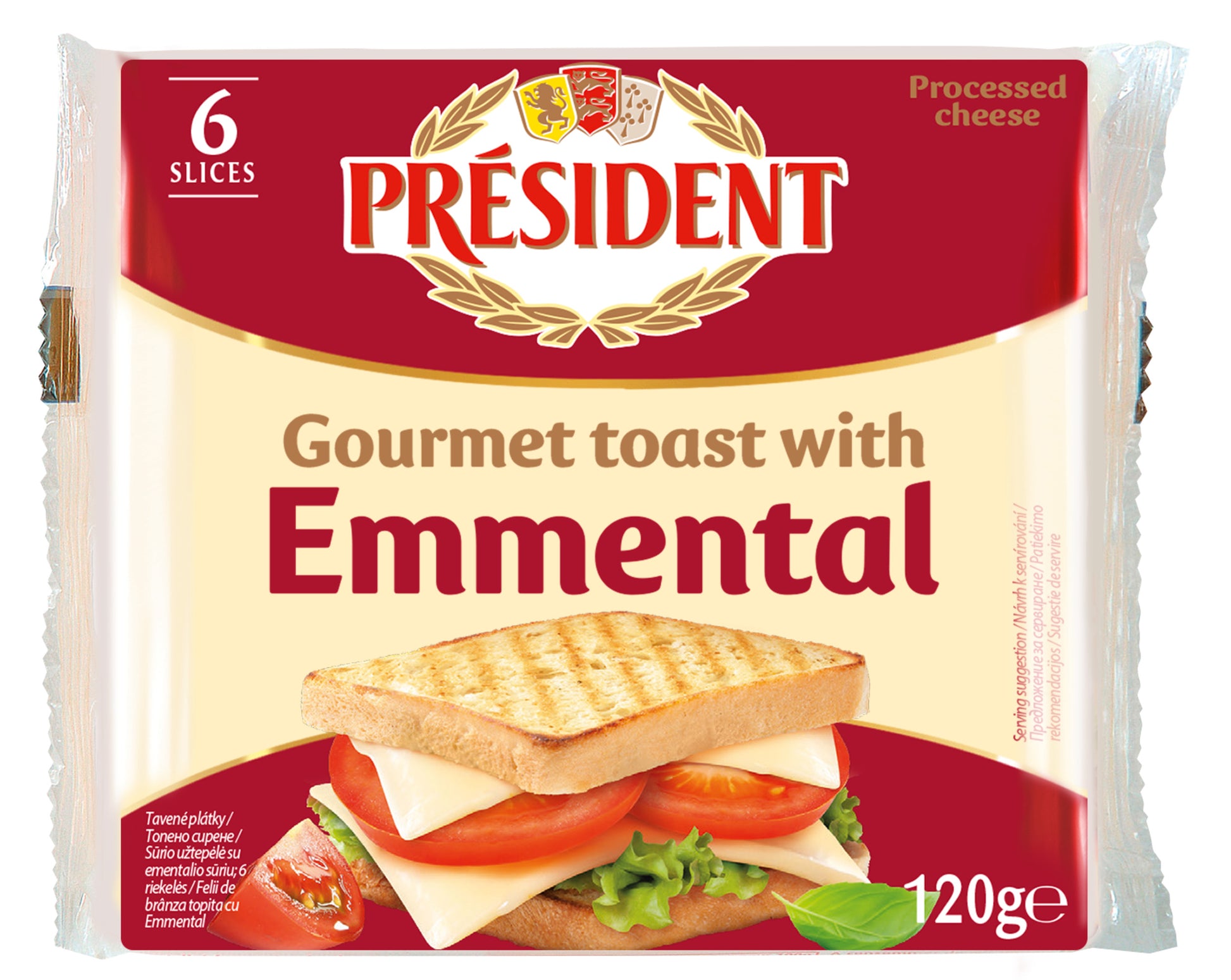 Président Brânză Topită Emmental Felii 120g
