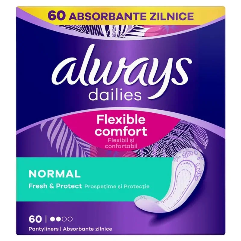 Always Dailies Fresh&protect, Absorbante Zilnice, Normal, 60 Buc