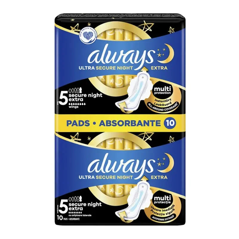 Always Duo Ultra Secure Night Extra, Absorbante Igienice, Marime 5, 10 Buc