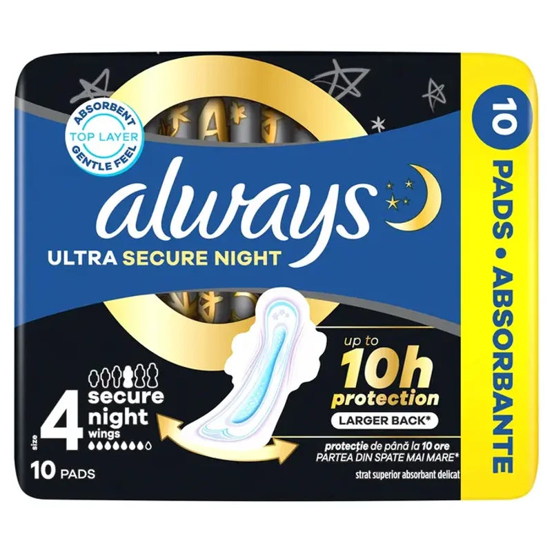 Always Ultra Secure Night, Absorbante Igienice, Marime 4, 10 Buc