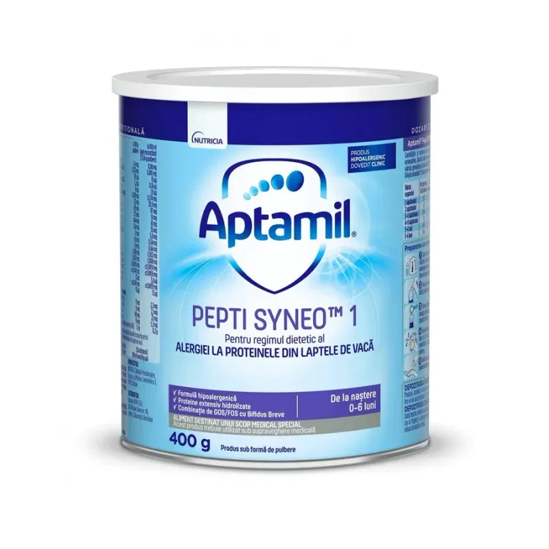 Aptamil Pepti Syneo 1, Formula Speciala Lapte Praf, pentru Alergii si Intolerante Usoare 0-6 Luni