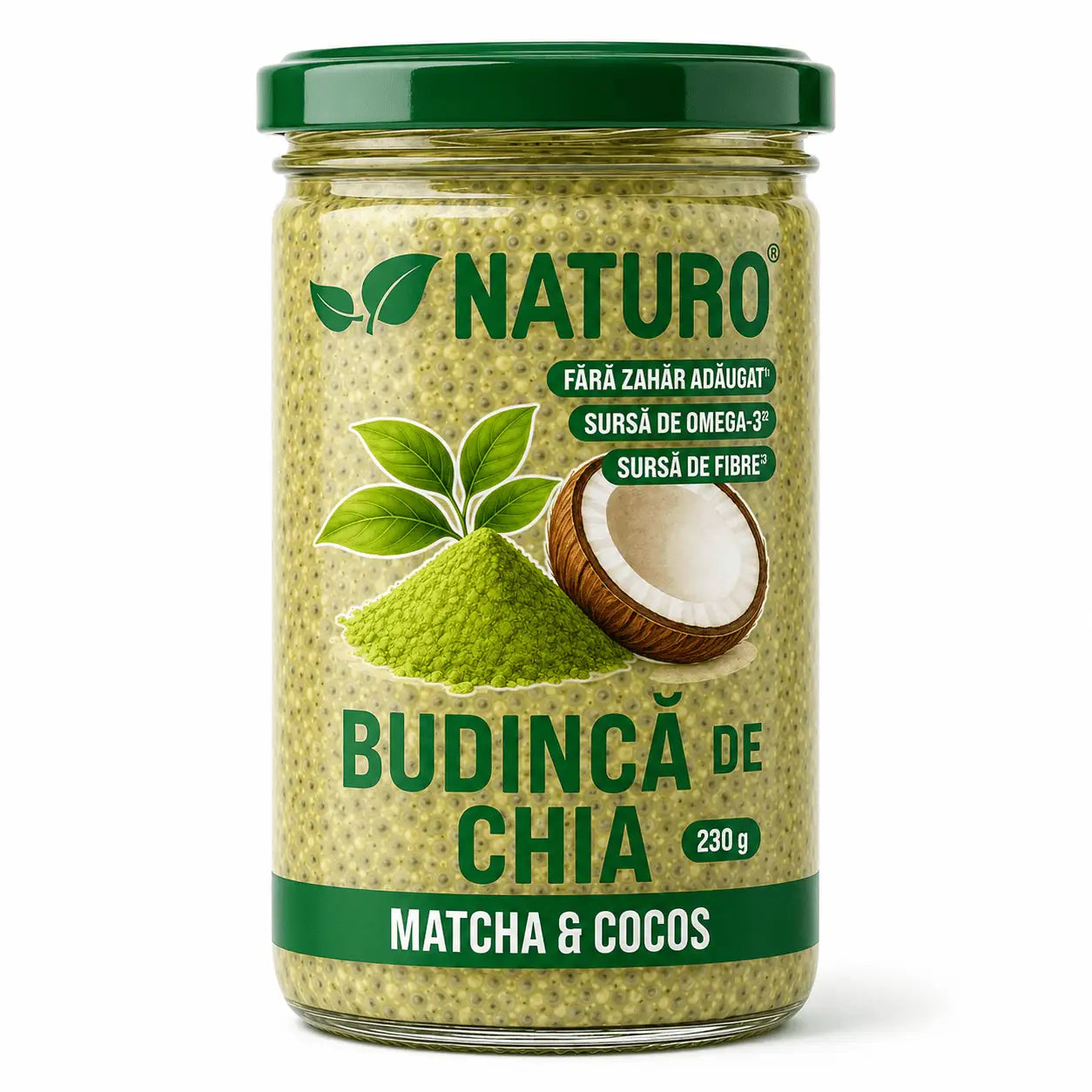 Naturo Budinca de chia Matcha & Cocos 230 g