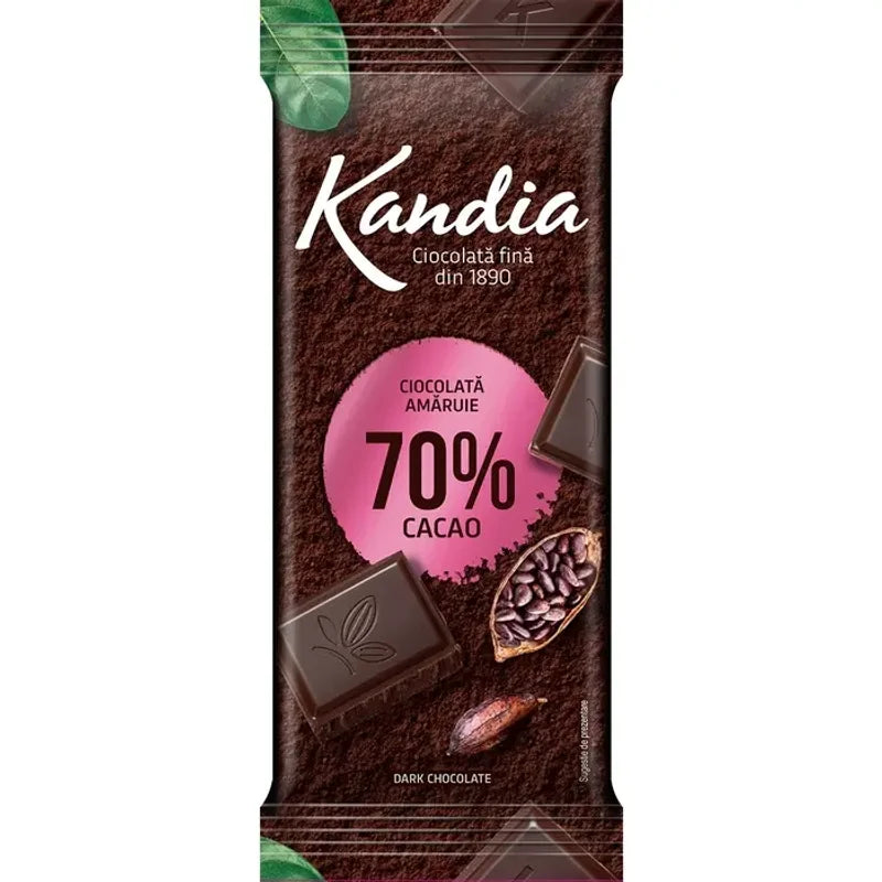 Kandia Ciocolata Amaruie, Tableta de Ciocolata, 70% Cacao