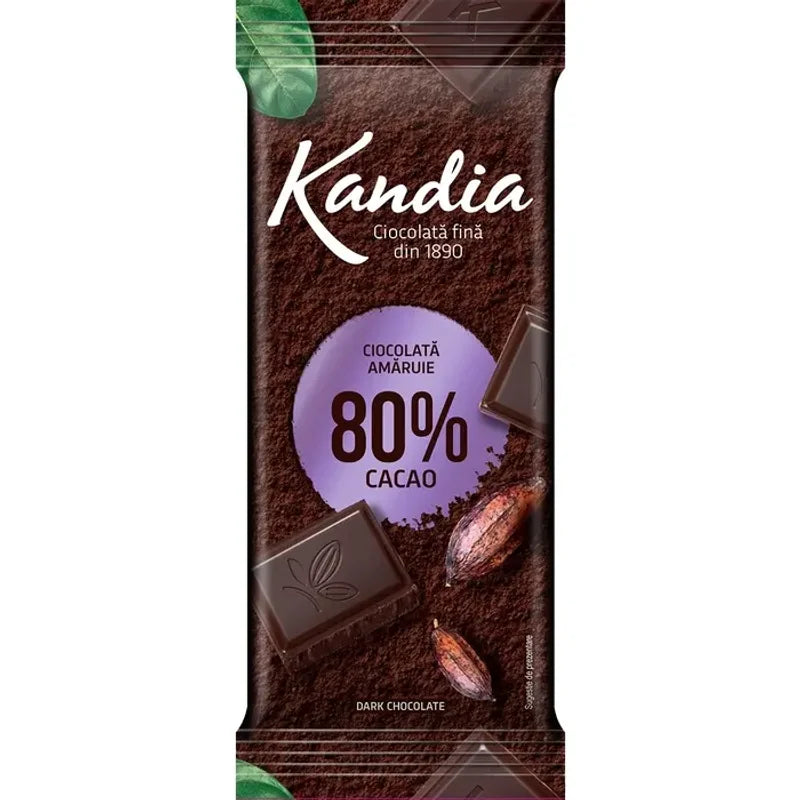 Kandia Ciocolata Amaruie, Tableta de Ciocolata, 80% Cacao