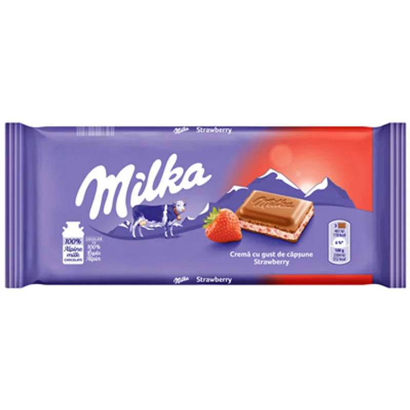 Milka Ciocolata Lapte si Crema Capsuni