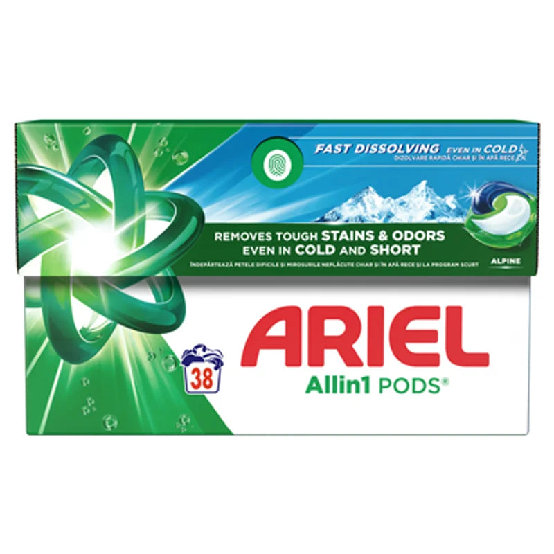 Ariel All in One Pods Alpine, Detergent Automat de Rufe, Capsule, 38 Buc