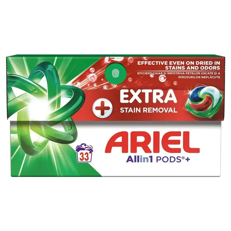 Ariel All in One Pods + Extra Stain Removal, Detergent Automat de Rufe, Capsule, 33 Buc