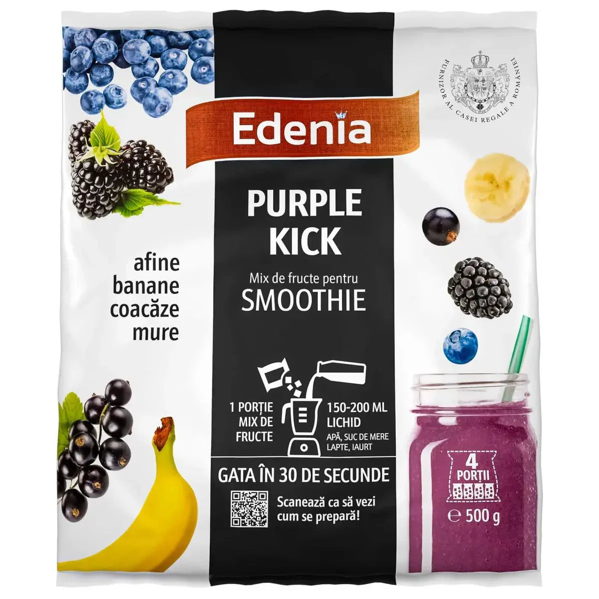 Edenia Mix Fructe Smoothie cu Afine, Coacaze, Mure, Banane Purple Kick
