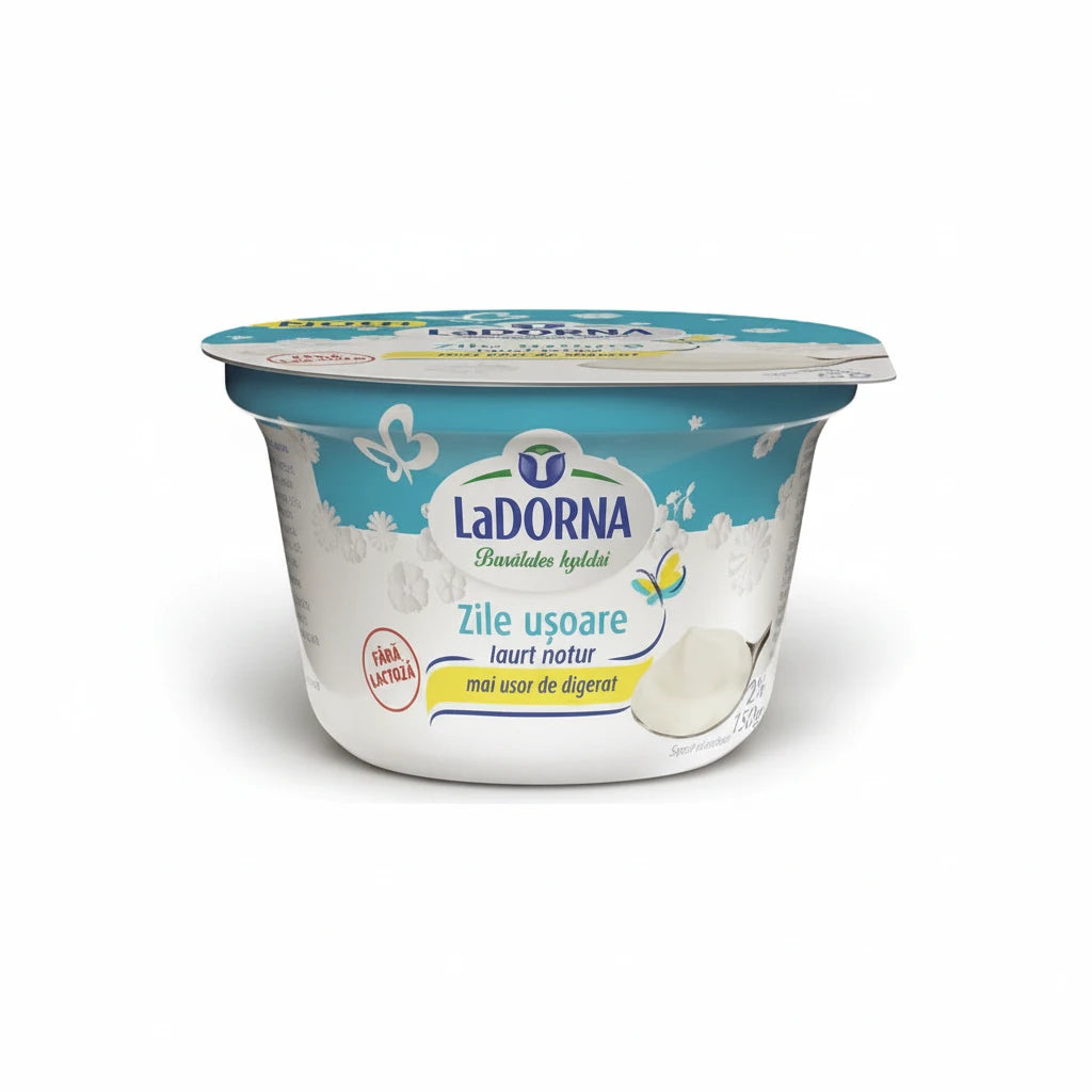 LaDorna Iaurt Natural "Zile Ușoare" Fără Lactoză 2% Grăsime, 150g
