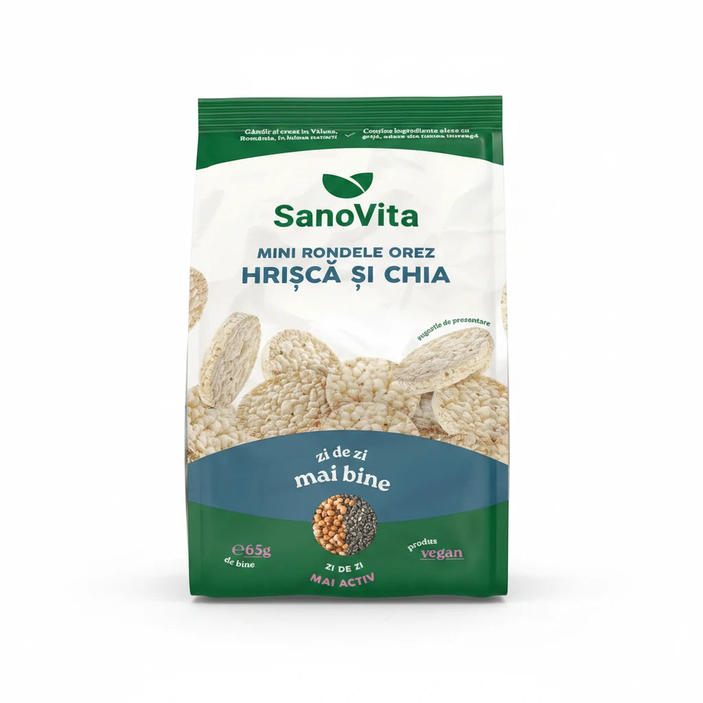 SanoVita Mini-rondele din Orez cu Hrisca si Chia - Sharing pack 65g