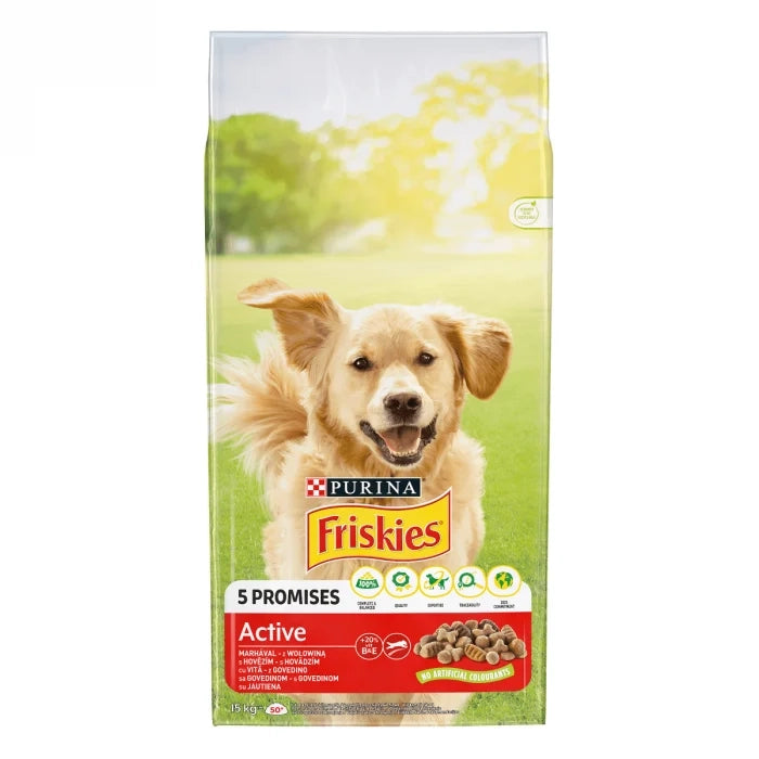 Friskies Adult Active Hrana Uscata pentru Caini cu Vita