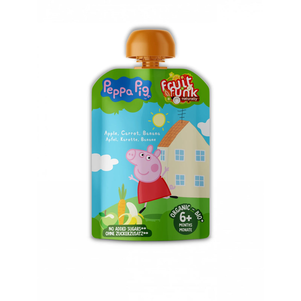 Fruitfunk Piure bio din măr, morcov și banane Peppa Pig, 90g