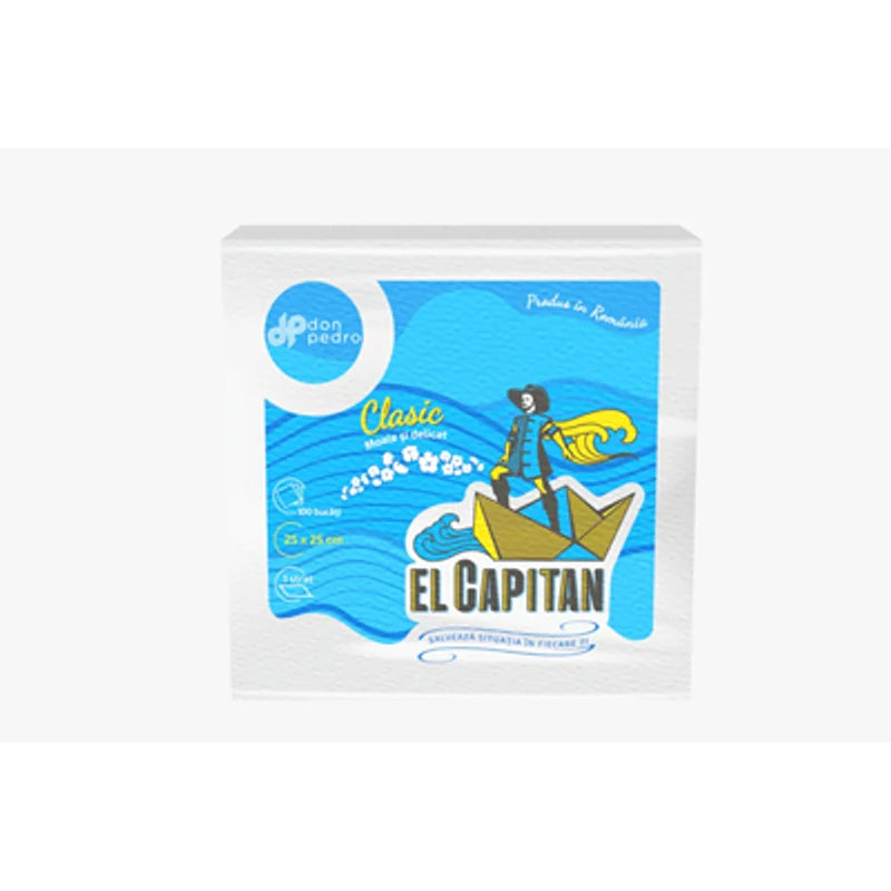 El Capitan 100 Servetele Albe 25 X 25 Cm 1 Strat