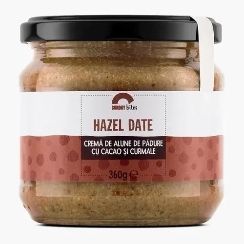 SUNDAY bites Hazel Date Crema de Alune de Padure cu Cacao si Curmale, 360g