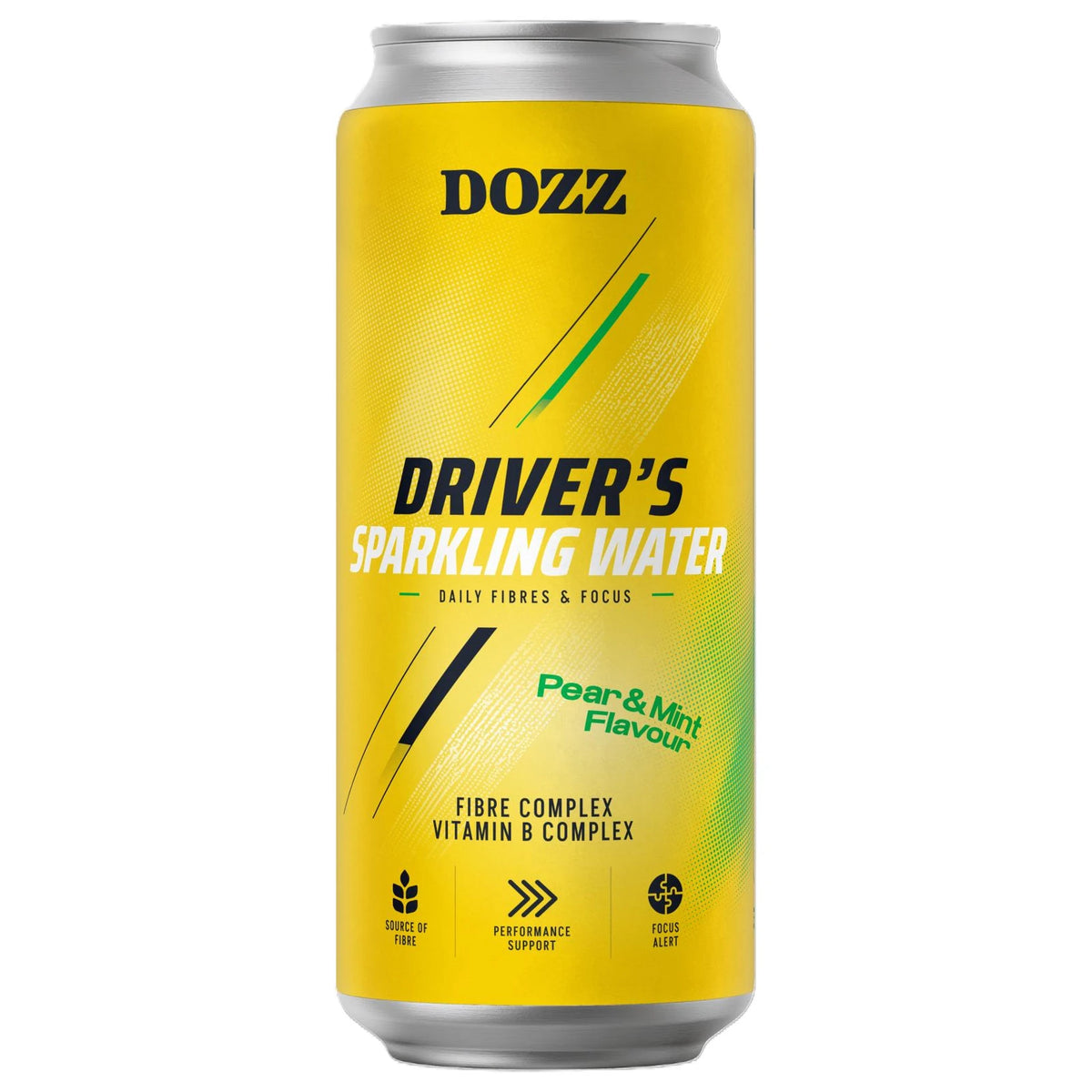 DOZZ Driver's Sparkling Water Pear & Mint, Bautura Carbogazoasa cu Fibre si Vitamine, Doza 330ml