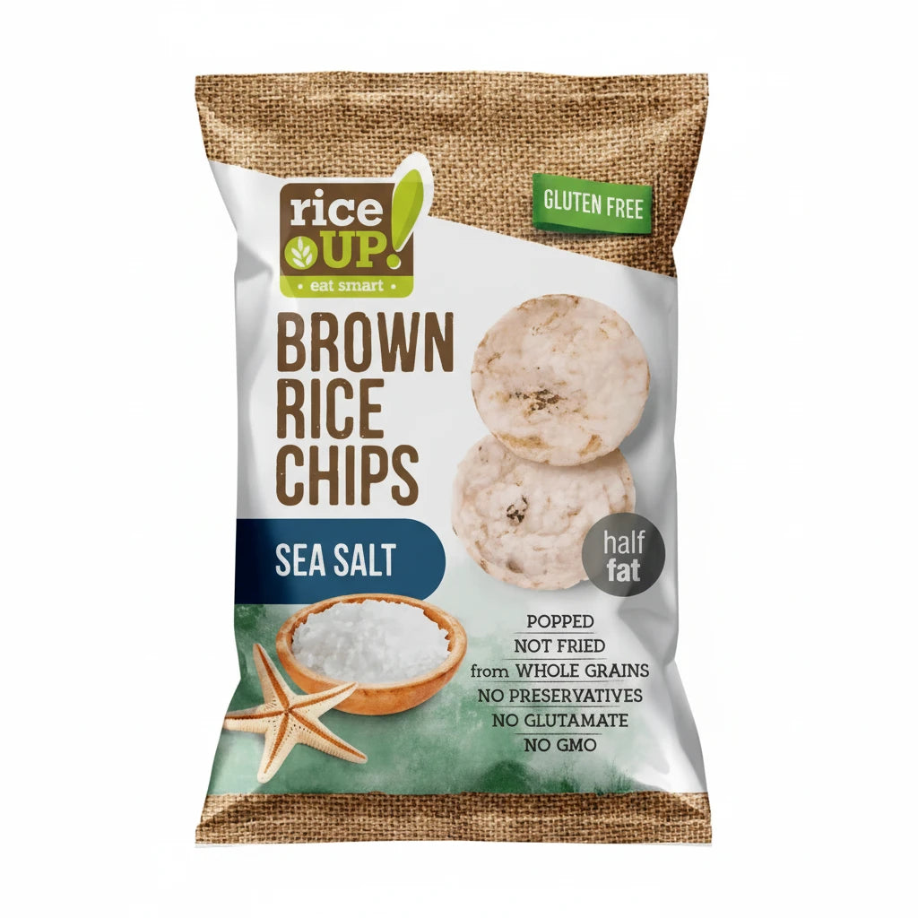 RICEUP Chipsuri din orez, cu sare de mare