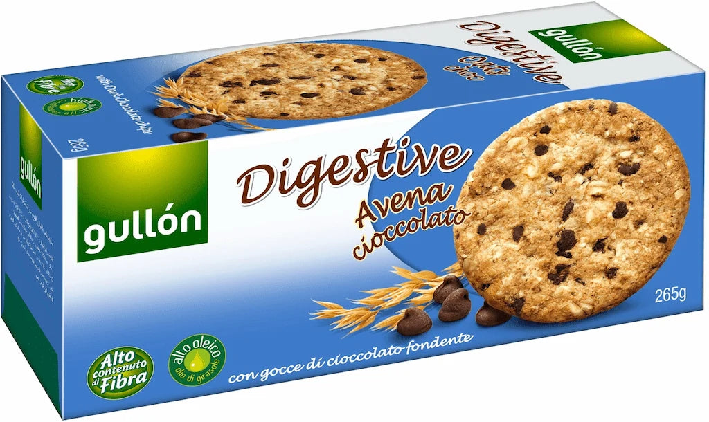 Gullon Biscuiti Digestivi cu Fulgi de Ovaz si Chips Cioco Neagra