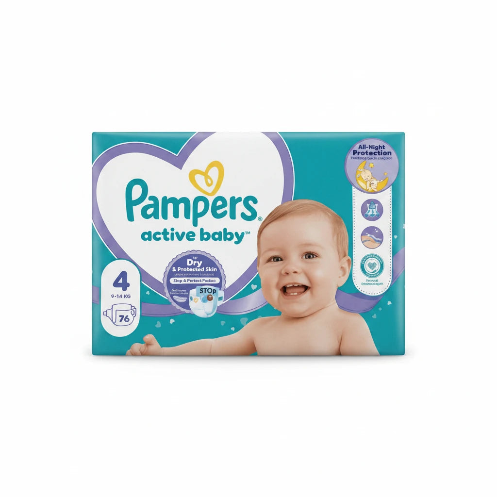 Pampers Active Baby Marime 4, 9-14kg, 76 buc