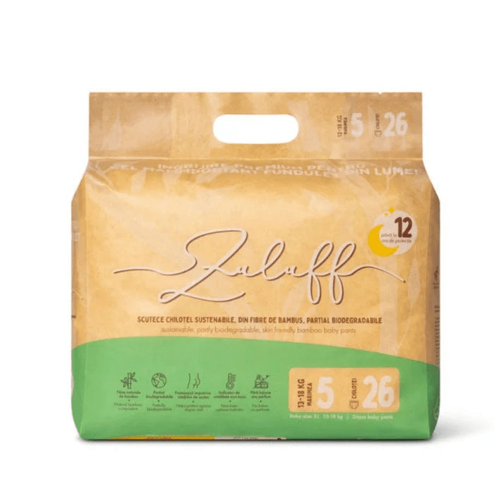 Zuluff Scutece Chilotei din bambus, Marimea 5, 13-18 kg, 26 buc