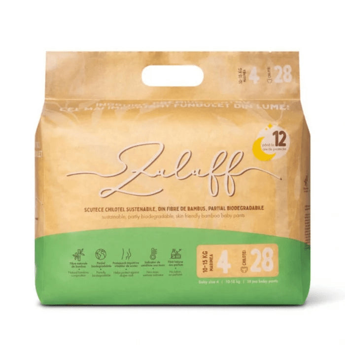 Zuluff Scutece Chilotei din bambus, Marimea 4, 10-15 kg, 28 buc