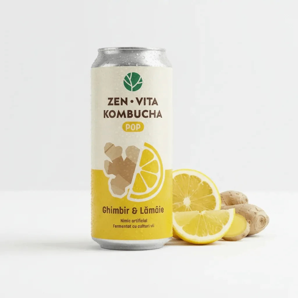 Zenvita Kombucha Pop cu Ghimbir & Lamaie