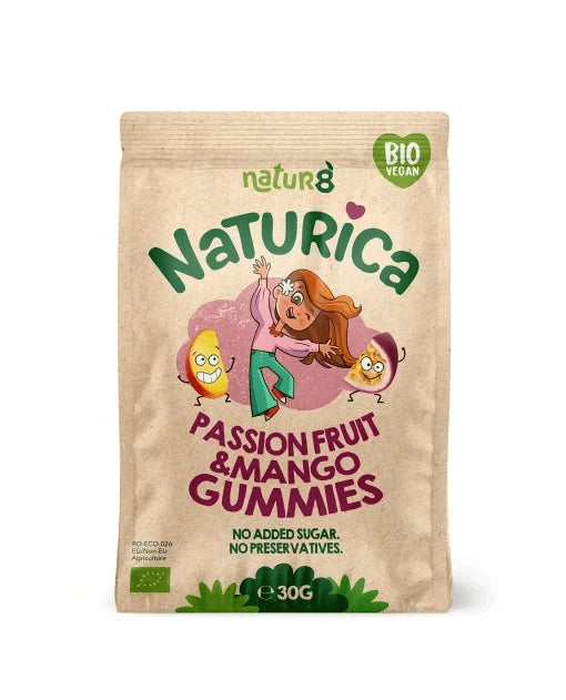 Naturica Fruit Gummies cu mango si fructul pasiunii, 30g