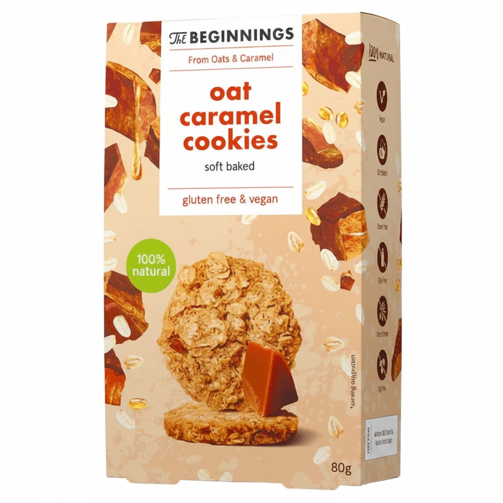 The Beginnings Cookies din ovaz cu caramel 80g