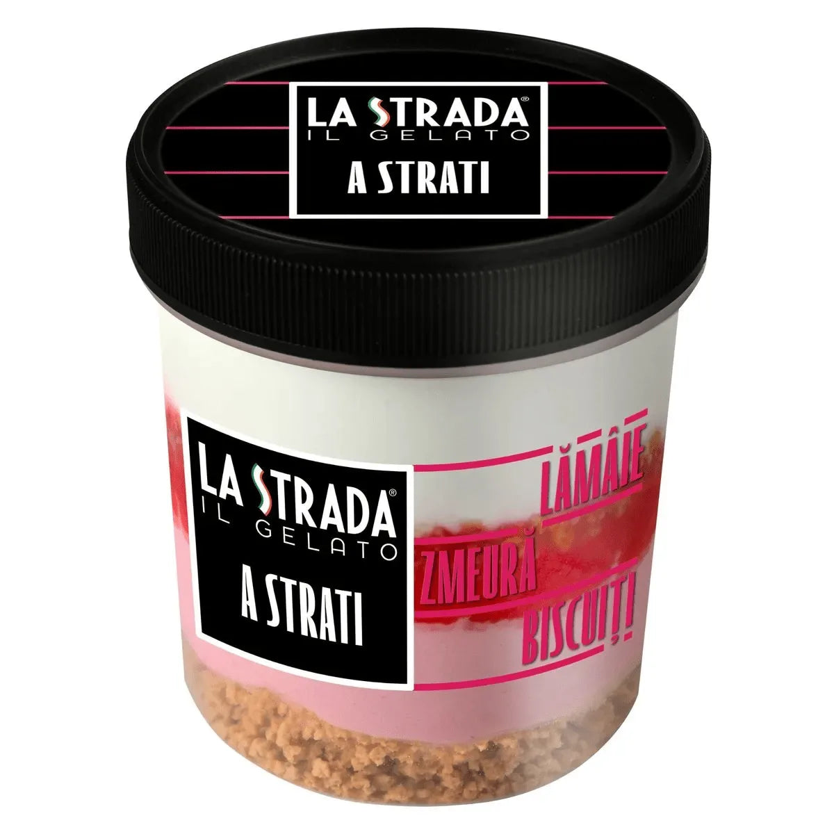 La Strada Inghetata in straturi cu lamaie, zmeura si biscuiti 473ml