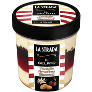 La Strada Inghetata in straturi cu vanilie, sos cu visine, bucati de biscuiti si fulgi de ciocolata 473ml