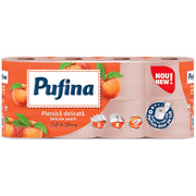 Pufina 8 Role Hartie Igienica in 3 Straturi cu Parfum de Piersica