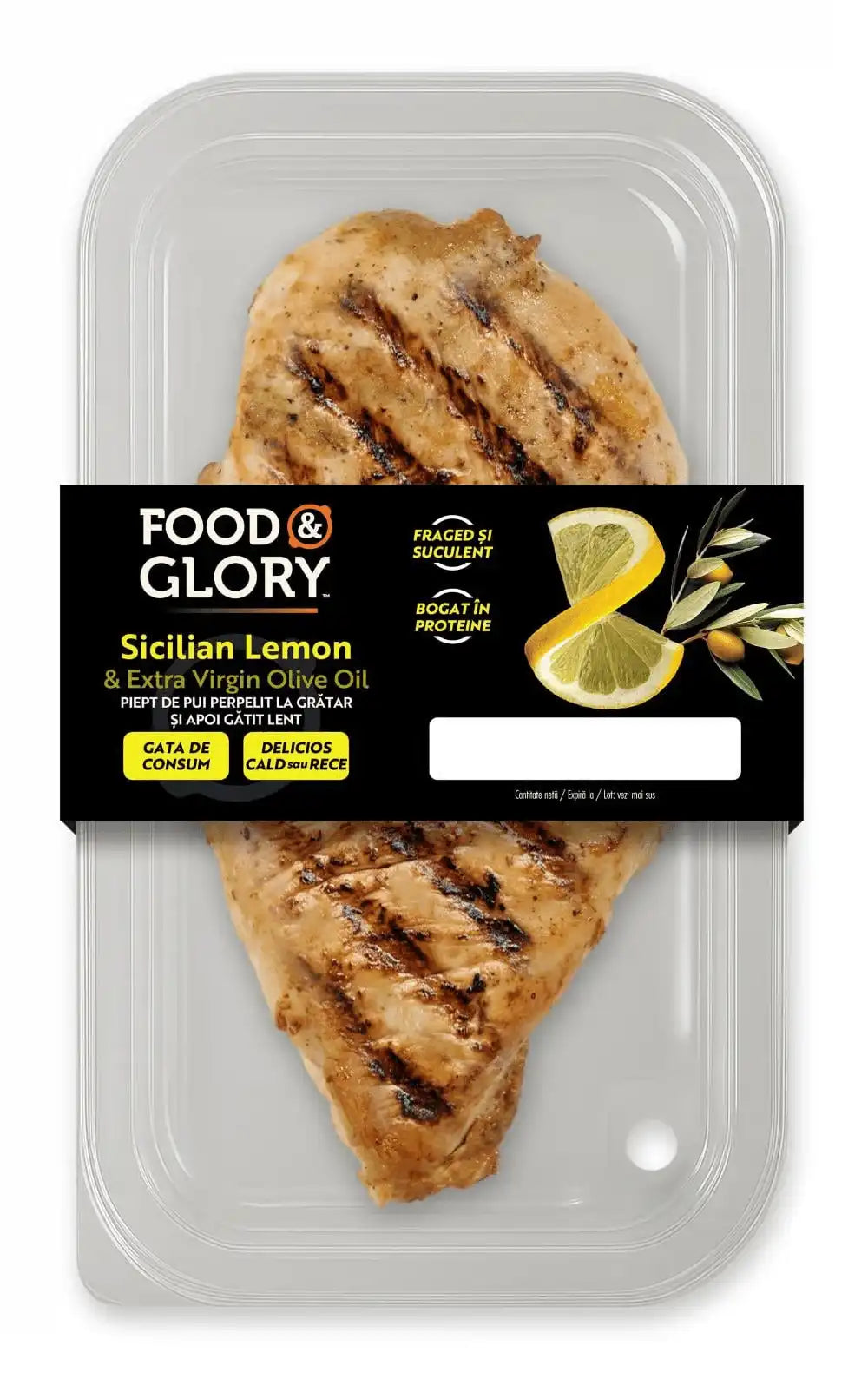 Food Glory Piept de pui cu lămâie și ulei de măsline extravirgin, 220 g