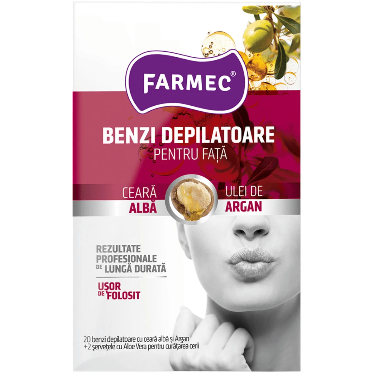 Farmec Benzi Depilatoare Fata cu Argan 20 Bucati