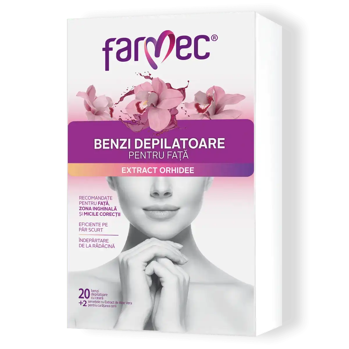 Farmec Benzi Depilatoare Fata cu Orhidee 20 Bucati