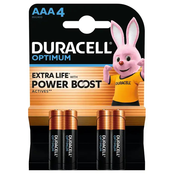 Duracell Optimum AAA, Baterii Alcaline, LR03, 4 Buc