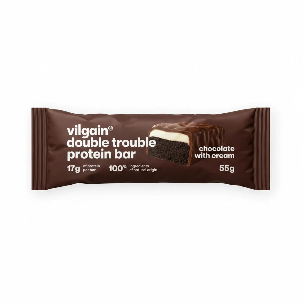 Vilgain Double Trouble Protein Bar Ciocolata Dubla cu Crema, 55g