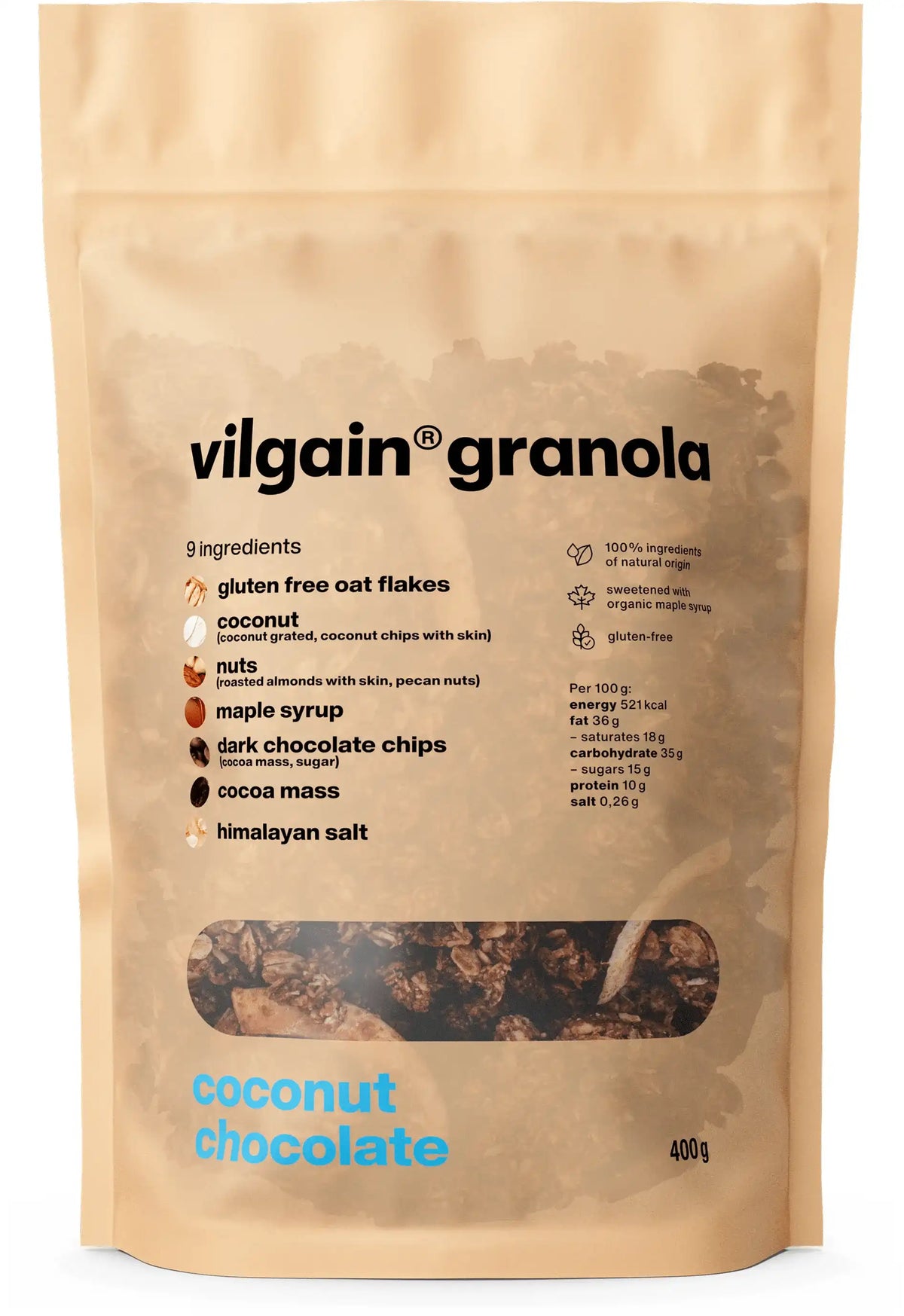 Vilgain Granola Nuca de Cocos cu Ciocolata, 400g
