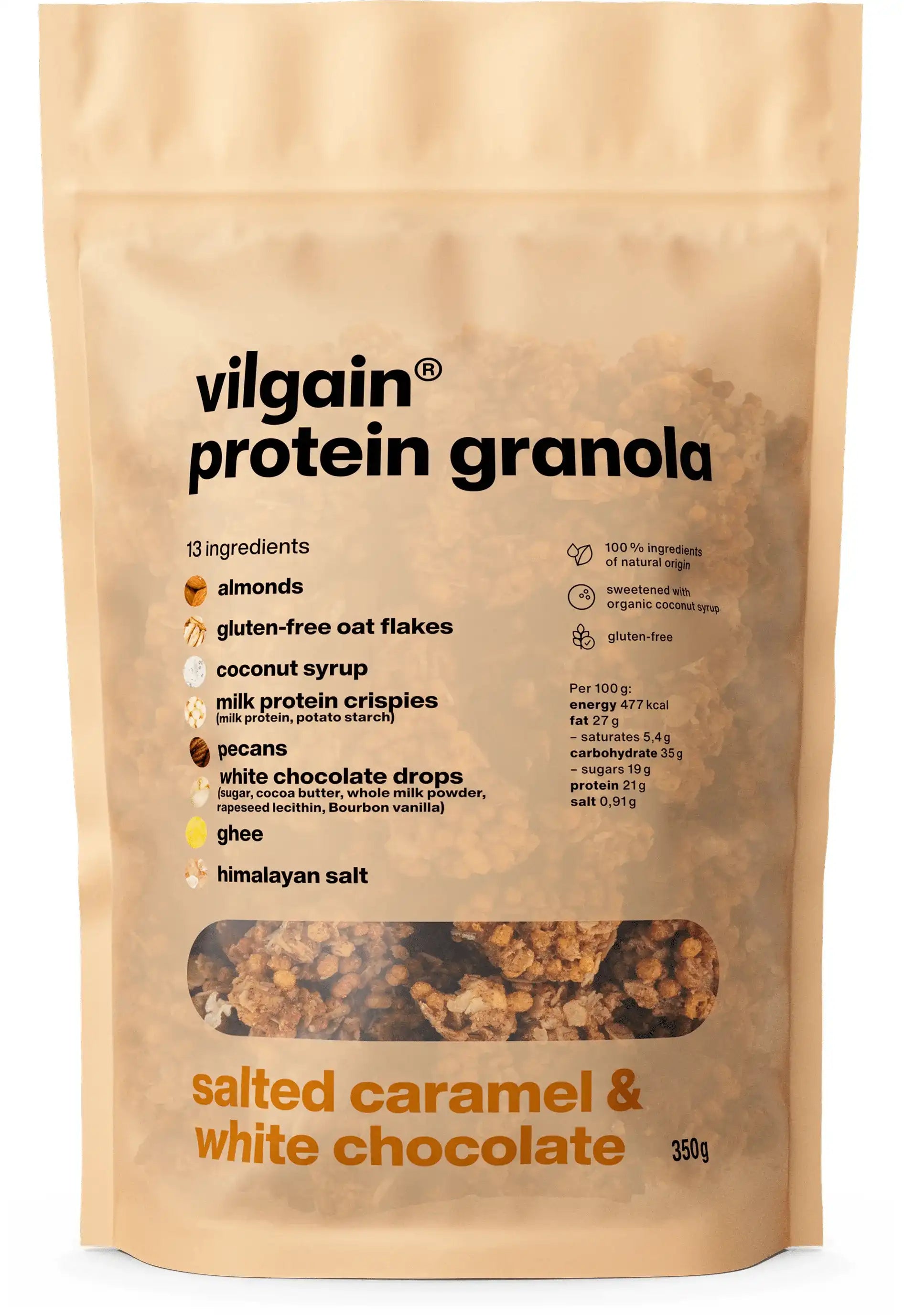 Vilgain Protein Granola Caramel Sarat & Ciocolată Alba, 350g