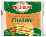 Président Brânză Topită Cheddar Felii 120g