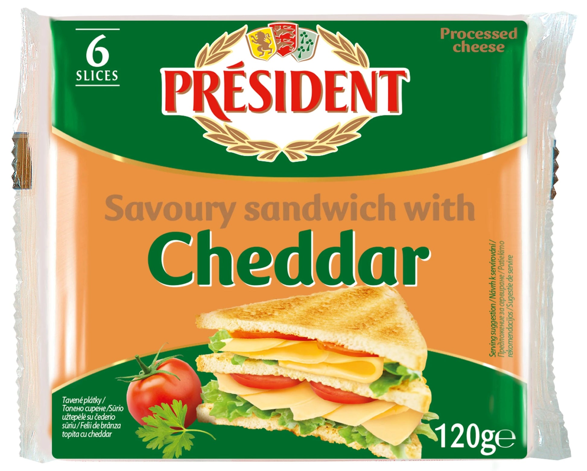 Président Brânză Topită Cheddar Felii 120g