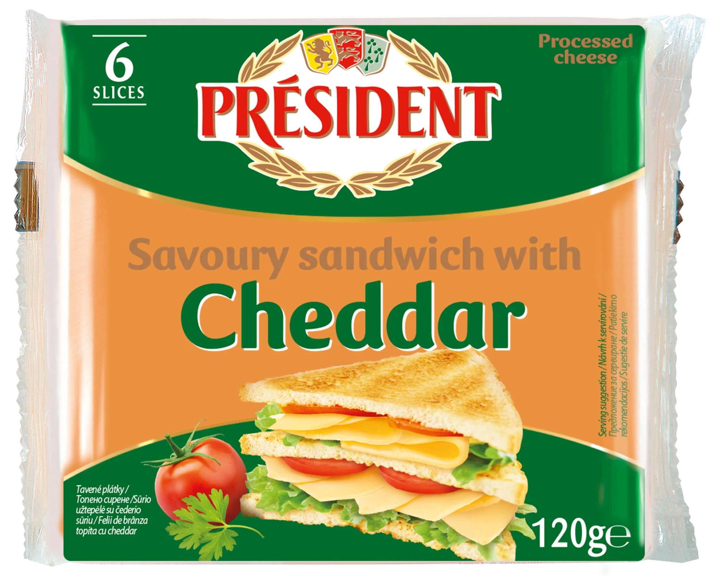 Président Brânză Topită Cheddar Felii 120g