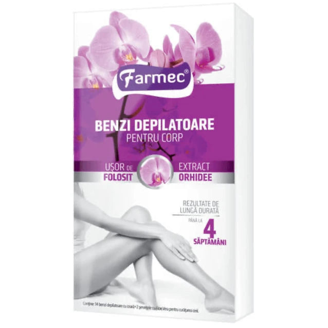 Farmec Benzi Depilatoare Corp cu Orhidee 14 Bucati